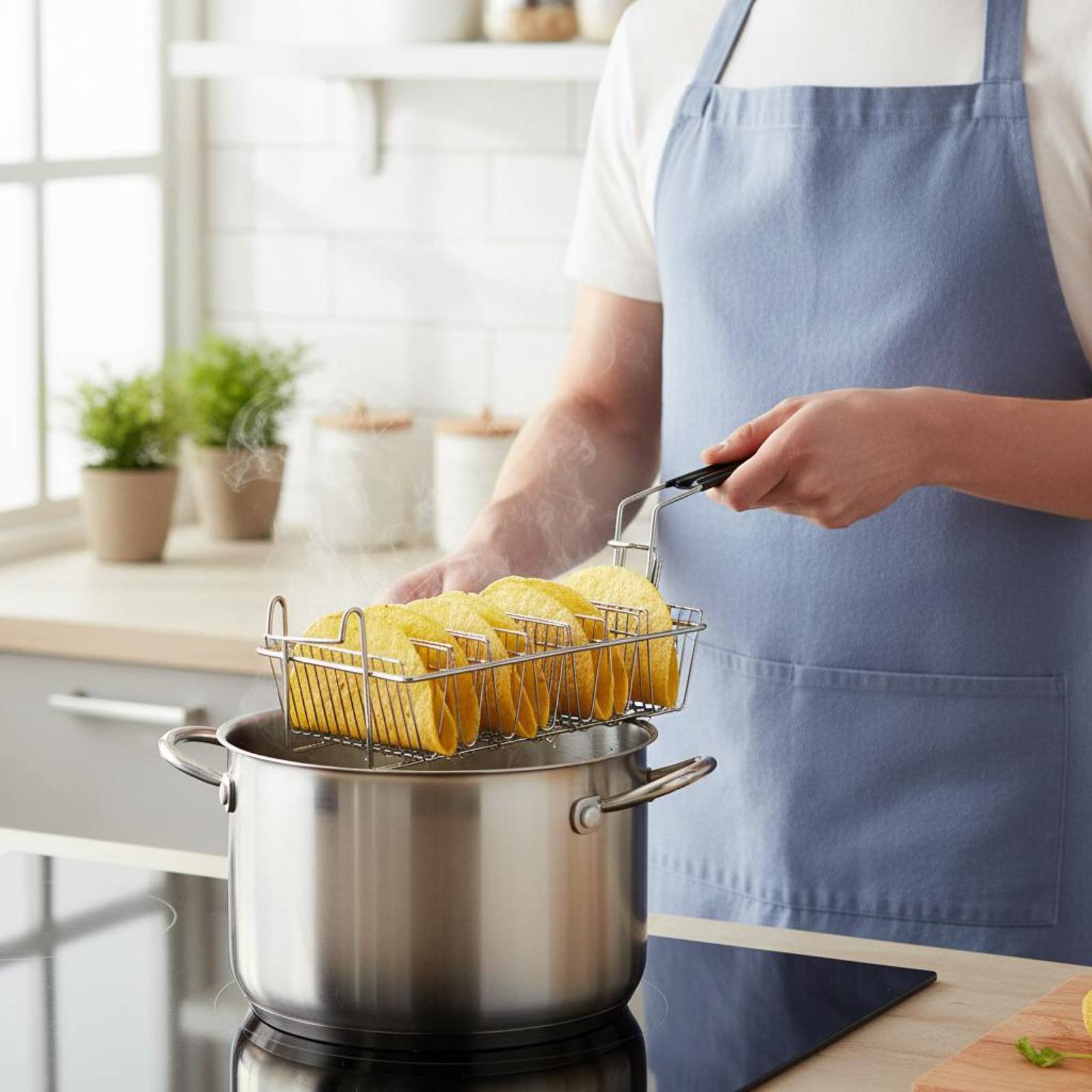Deep Fryer Stainless - 8-Fach Taco-Gestell Hitzebeständiger Taco-Frittierkorb Tortilla-Frittierkorb Leicht