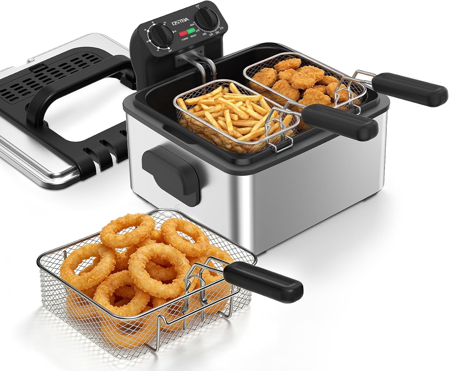Deep Fryer Stainless - Elektrische Fritteuse mit 3 Körben, 4,75