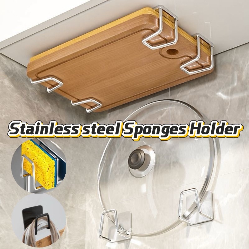 Kitchen Appliances Shelves - 1-10 Stück Küchen-Edelstahl-Schwammhalter Selbstklebender Abfluss-Trockenständer Haushaltswandhaken