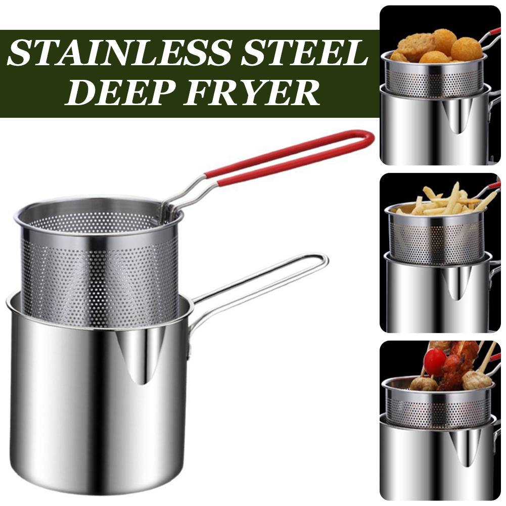 Deep Fryer Stainless - Edelstahl-Frittiertopf-Set mit Siebkorb, Multifunktionaler Nudel- und